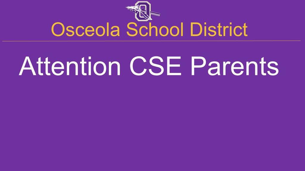 Attention CSE Parents