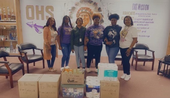 picture of students with donations 