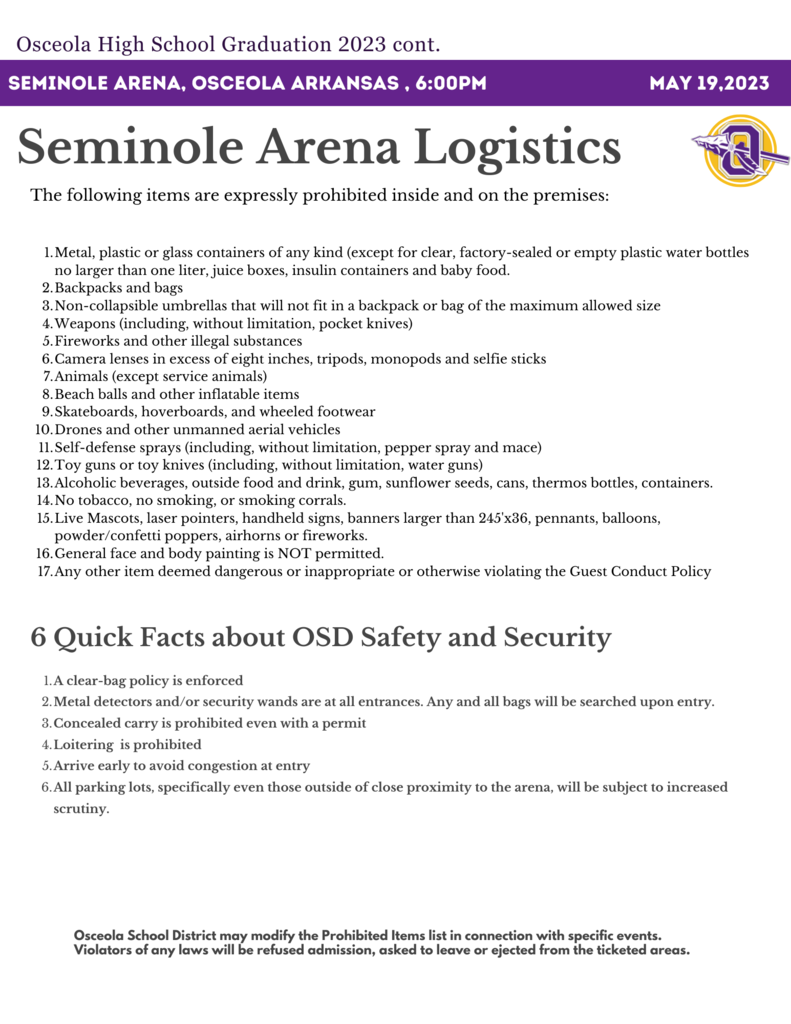 It’s almost time for the Class of 2023 to put on their caps and gowns! The commencement ceremony is this evening, May 19th, 6pm at The Seminole Stadium. We’ve attached reminders about Safety, Security, Special Needs Guests, Parking & Entering. For more details please feel free to read our article.
